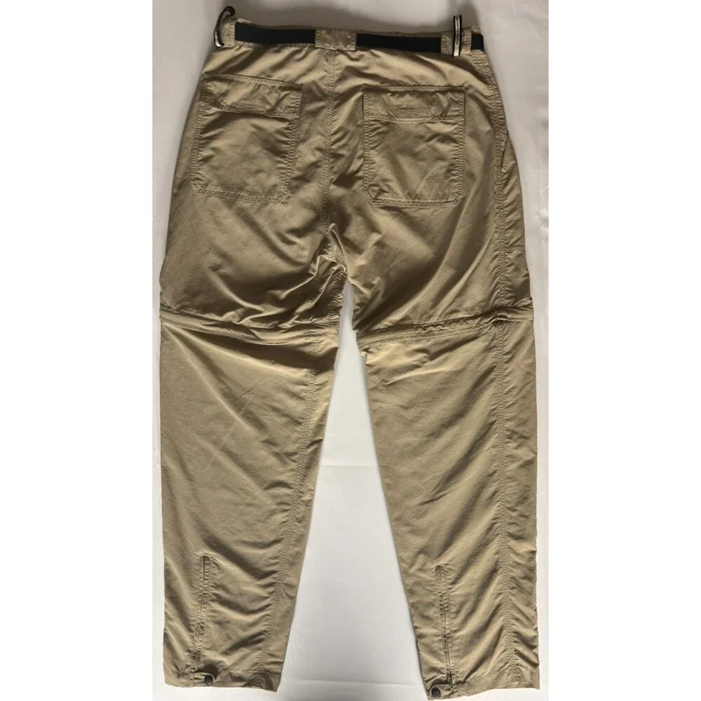 Vintage Y2K The North Face Convertible Pants Mens M Khaki Nylon Zip Off Belted